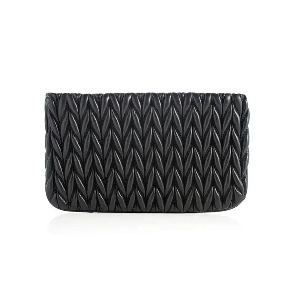 Shiraleah NWT Black Quilted Vegan Leather Zip Pouch Clutch